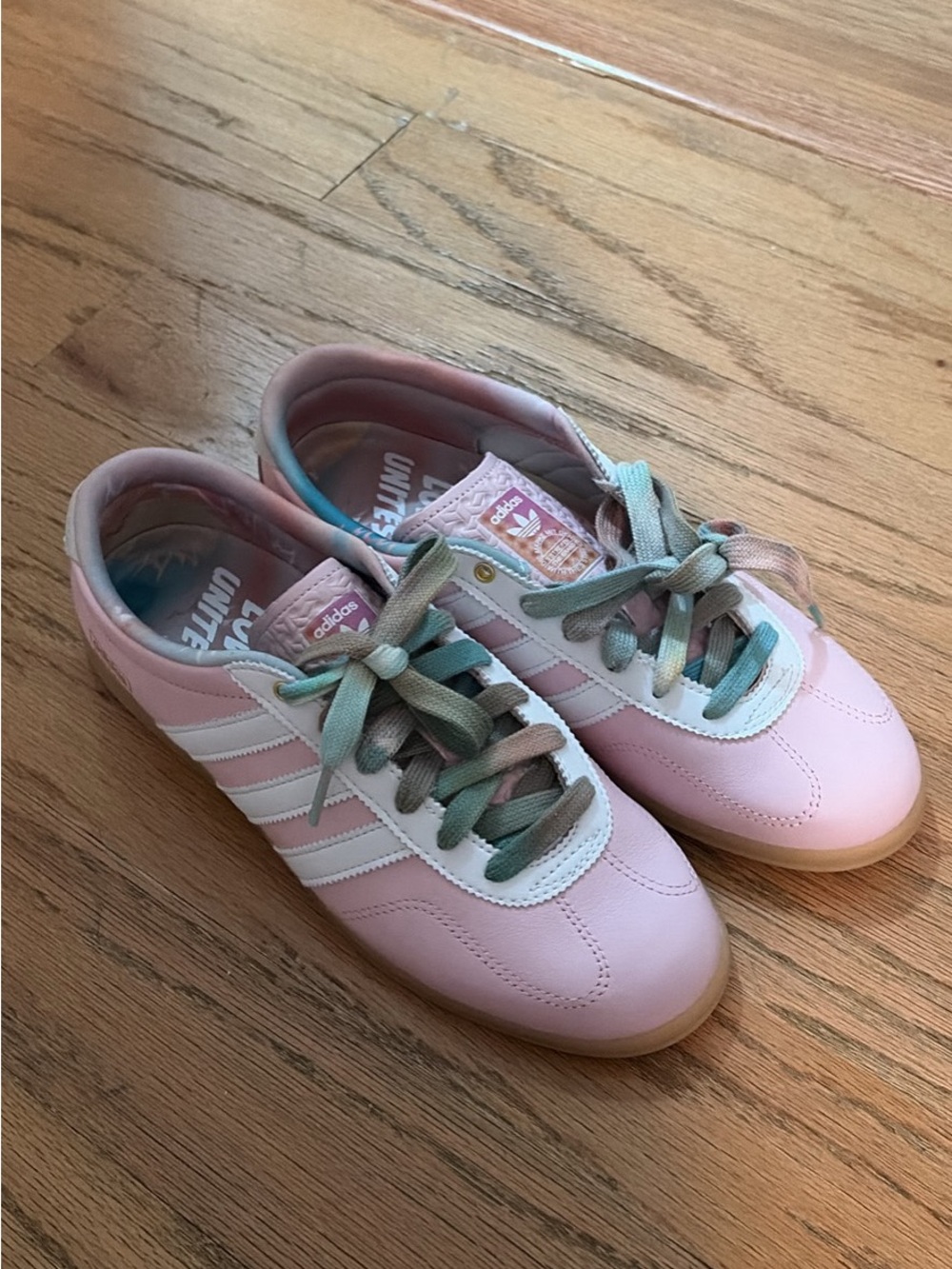Adidas Women’s Pink Classic Sneakers with Pastel Laces